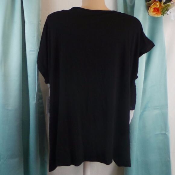 NY Collection Pleated Blouse 1X Front Colorblock Accordion Neutral Workwear Top - Picture 5 of 7